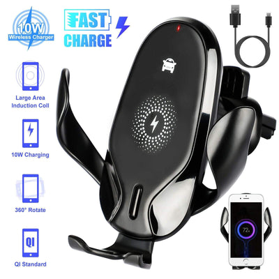 nsioutlet 10w Car Mount Qi Wireless Charger Air Vent Phone Holder Fast Charging For iPhone